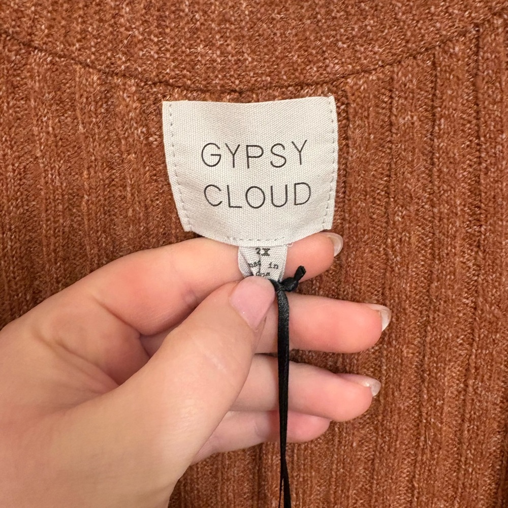 Gypsy Cloud Women's Rust Open-Front Ribbed Cardigan - Picture 2 of 7